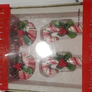 Fitz and Floyd place card holders two candy canes and two candies